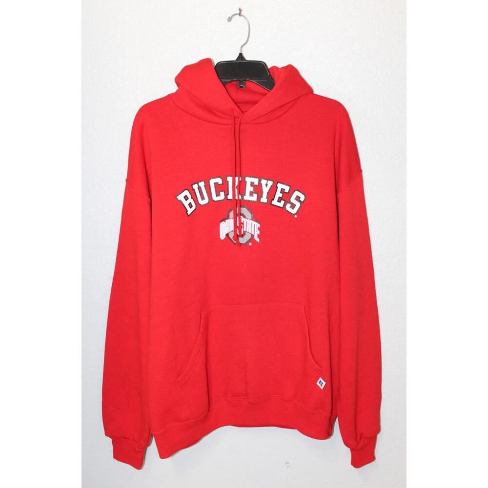 Vintage VTG 90s Russell Athletic Ohio State Buckeyes Red Sweatshirt Hoodie Large